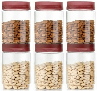 FLYPY Plastic Tea Coffee & Sugar Container  - 600 ml(Pack of 6, Brown)