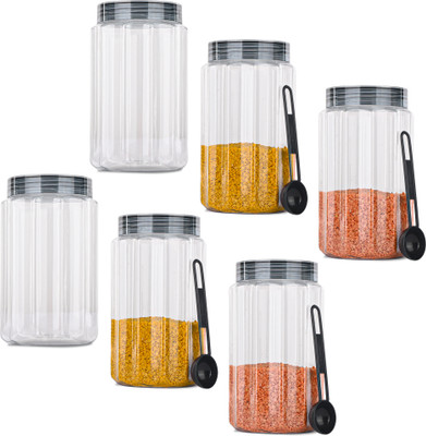 KUBER INDUSTRIES Plastic Grocery Container  - 1800 ml(Pack of 6, Grey)