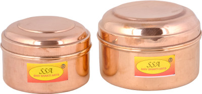 Shivshakti Arts Copper Utility Container  - 400 ml(Pack of 2, Brown)