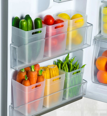 Forsale Plastic Fridge Container  - 1000 ml(Pack of 6, White)