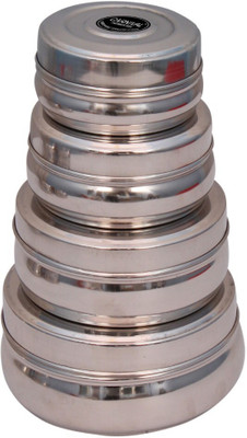 CARNIVAL Steel Utility Container  - 300 ml, 450 ml, 600 ml, 750 ml(Pack of 4, Silver)