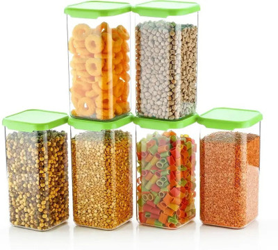 BENNUR 7 Plastic Grocery Container  - 1500 ml(Pack of 6, Green)