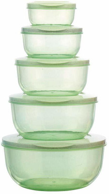 MOOZICO Plastic Cookie Jar  - 2700 ml(Pack of 5, Green)