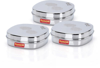 Sumeet Steel Utility Container  - 350 ml(Pack of 3, Silver)