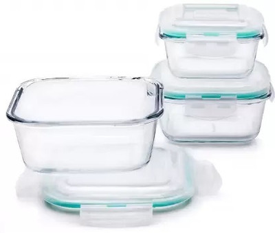 T R Creation Glass Fridge Container  - 350 ml, 550 ml, 850 ml(Pack of 3, Clear)