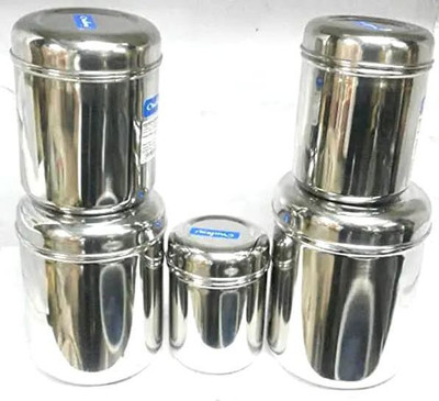 NEELAM Steel Tea Coffee & Sugar Container  - 2 L(Pack of 5, Silver)