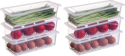 UNDERZONE Plastic Fridge Container  - 1000 ml(Pack of 6, White)