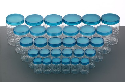 Dominic Plastic Grocery Container  - 250 ml, 350 ml, 650 ml, 1200 ml, 2000 ml(Pack of 30, Blue)