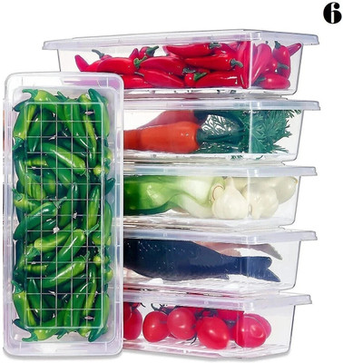 Jstar Plastic Fridge Container  - 1500 ml(Pack of 6, Clear)