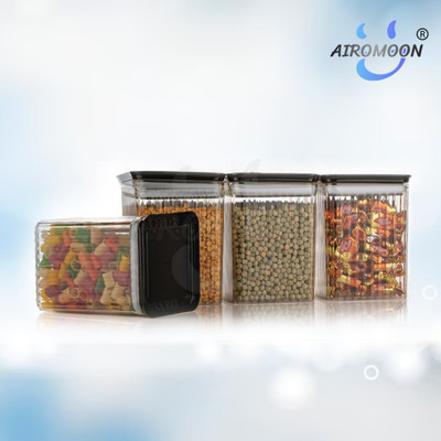 AIROMOON Plastic Grocery Container  - 1100 ml(Pack of 4, Black)