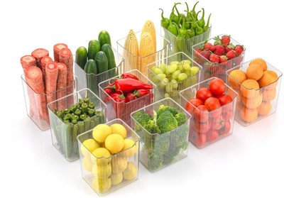 TINSUHG Plastic Fridge Container  - 1000 ml(Pack of 12, Clear)