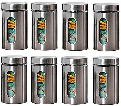 NAVPATH Glass Grocery Container  - 550 ml(Pack of 8, Silver)