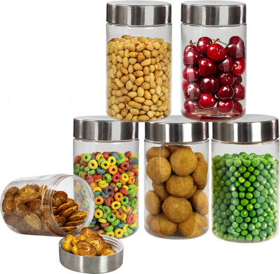 Pearlpet Plastic Utility Container  - 1000 ml(Pack of 6, Silver)