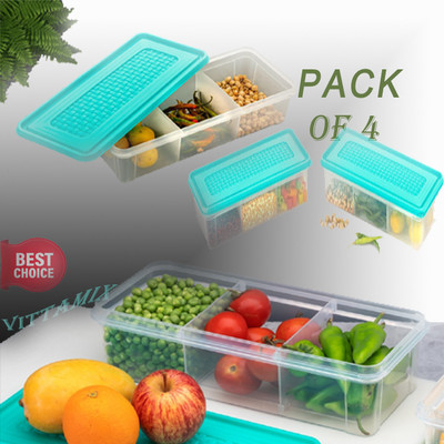 FINWARE Plastic Utility Container  - 1800 ml(Pack of 4, Light Green)