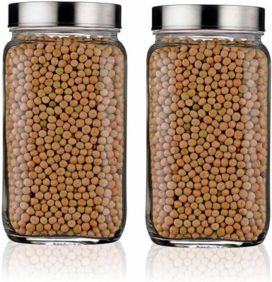 MOOZICO Glass Grocery Container  - 1000 ml(Pack of 2, Clear)