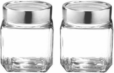 VINAR Glass Grocery Container  - 500 ml(Pack of 2, Clear)