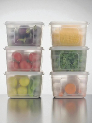 Jstar Plastic Fridge Container  - 1800 ml(Pack of 6, Beige)