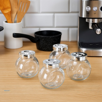 b7 Creations Glass Pickle Jar  - 200 ml(Pack of 4, Transparent)