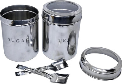 Dynore Steel Tea Coffee & Sugar Container  - 1 L(Pack of 4, Silver)