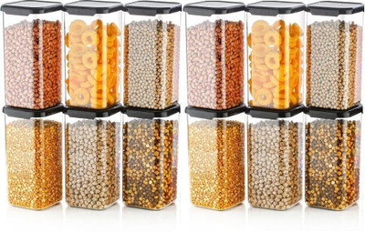 Ecodex Plastic Grocery Container  - 1100 ml(Pack of 6, Black)