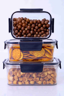 ALOVAY Plastic Utility Container  - 1200 ml, 800 ml, 300 ml(Pack of 3, Black)