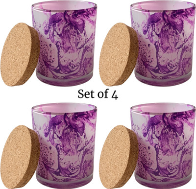 Prachi collection Glass Utility Container  - 200 ml(Pack of 4, Purple)