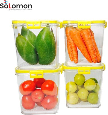 Solomon Plastic Grocery Container  - 2100 ml(Pack of 4, Yellow)