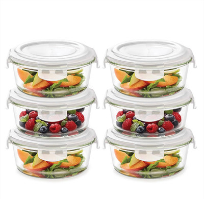 BOROSIL Glass Grocery Container  - 2400 ml(Pack of 6, Clear)