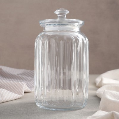 Star Work Glass Cookie Jar  - 1500 ml(Clear)