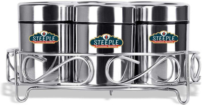 STEEPLE Steel Utility Container  - 2450 ml(Pack of 7, Silver)