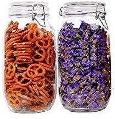 MT BROTHERS Glass Grocery Container  - 1500 ml(Pack of 2, Clear)