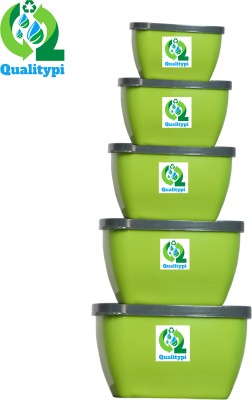 Qualitypi Plastic Utility Container  - 1850 ml, 1250 ml, 850 ml, 550 ml, 400 ml(Pack of 5, Green)