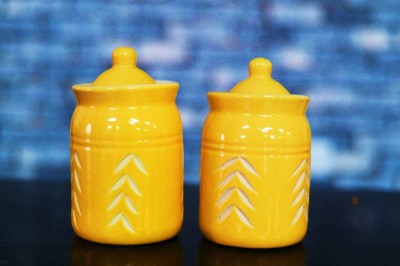 Newai Ceramic Pickle Jar  - 500 ml(Pack of 2, Yellow)