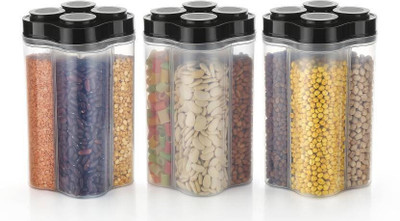 SCIVER Plastic Grocery Container  - 2400 ml(Pack of 3, Black)
