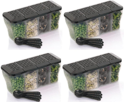Finner Plastic Grocery Container  - 2000 ml(Pack of 4, Black)
