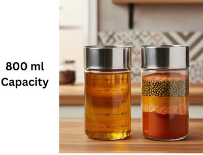 shubhi Plastic Grocery Container  - 800 ml(Pack of 2, Silver, Transparent)