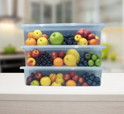 HouseOfCommon Plastic Grocery Container  - 1500 ml, 1500 ml, 1500 ml(Pack of 3, Clear)