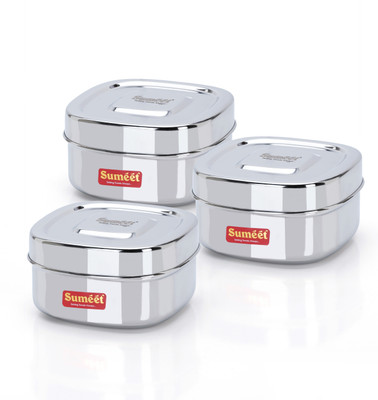 Sumeet Steel Utility Container  - 550 ml(Pack of 3, Silver)