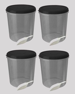 AK HUB Plastic Grocery Container  - 10000 ml(Pack of 4, Black)