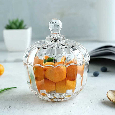 miRim Glass Cookie Jar  - 300 ml(Pack of 2, Clear)