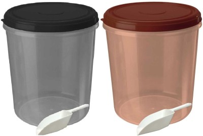 AK HUB Plastic Grocery Container  - 10 kg(Pack of 2, Black, Brown)