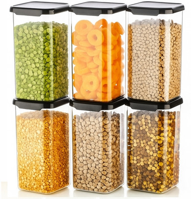 NextGen Plastic Grocery Container  - 1100 ml(Pack of 6, Black)
