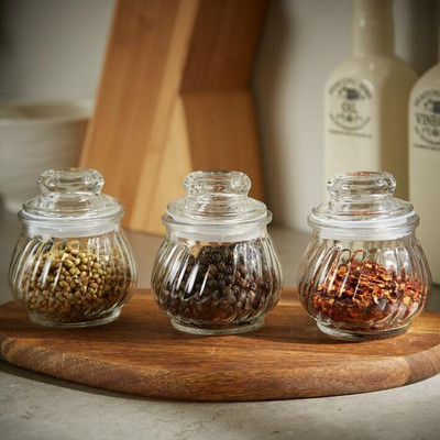 Avastro Glass Grocery Container  - 150 ml(Pack of 3, Clear)