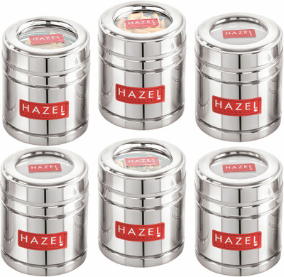 HAZEL Steel Grocery Container  - 500 ml(Pack of 6, Silver)