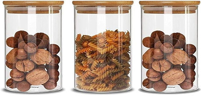 JENEEY ENTERPRISE Glass Cookie Jar  - 270 ml(Pack of 3, White)