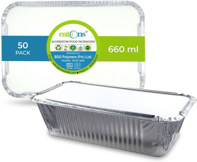 EATONS Aluminium Utility Container  - 660 ml(Pack of 50, Silver)