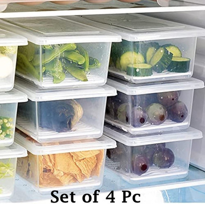 Stysol Plastic Fridge Container  - 1500 ml(Pack of 4, White)