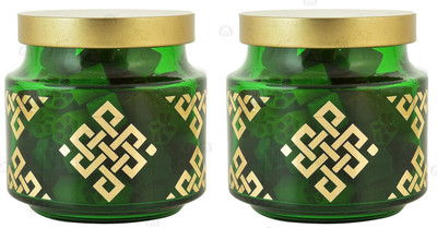 CROCO JAR Glass Grocery Container  - 600 ml(Pack of 2, Green)