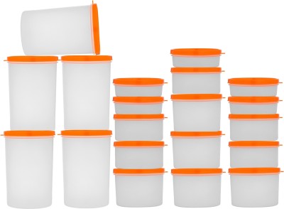 frazix Plastic Utility Container  - 150 ml, 250 ml, 350 ml, 1000 ml(Pack of 20, Orange, Clear)