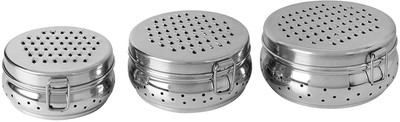 Dynore Steel Utility Container  - 0 ml(Pack of 3, Silver)